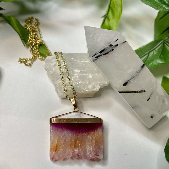 handmade Jewelry - Handmade Natural Pink Agate Necklace
